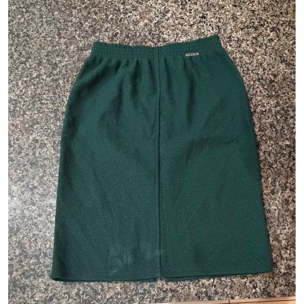 Geiger Collections Green Boiled Wool Pencil Skirt Made in Austria Size 38